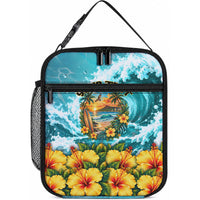 Personalized Hawaii 60th Birthday Eagle Lunch Bag Tropical Sunset Beach Hibiscus Ocean Wave TS04 10.2 × 8.3 × 4.3 inch Blue Yellow - Polynesian Pride