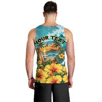 Personalized Hawaii 60th Birthday Eagle Men Tank Top Tropical Sunset Beach Hibiscus Ocean Wave TS04 - Polynesian Pride