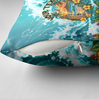 Personalized Hawaii 60th Birthday Eagle Pillow Cover Tropical Sunset Beach Hibiscus Ocean Wave TS04 - Polynesian Pride