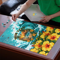 Personalized Hawaii 60th Birthday Eagle Puzzle Tropical Sunset Beach Hibiscus Ocean Wave TS04 - Polynesian Pride