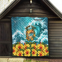 Personalized Hawaii 60th Birthday Eagle Quilt Tropical Sunset Beach Hibiscus Ocean Wave TS04 - Polynesian Pride