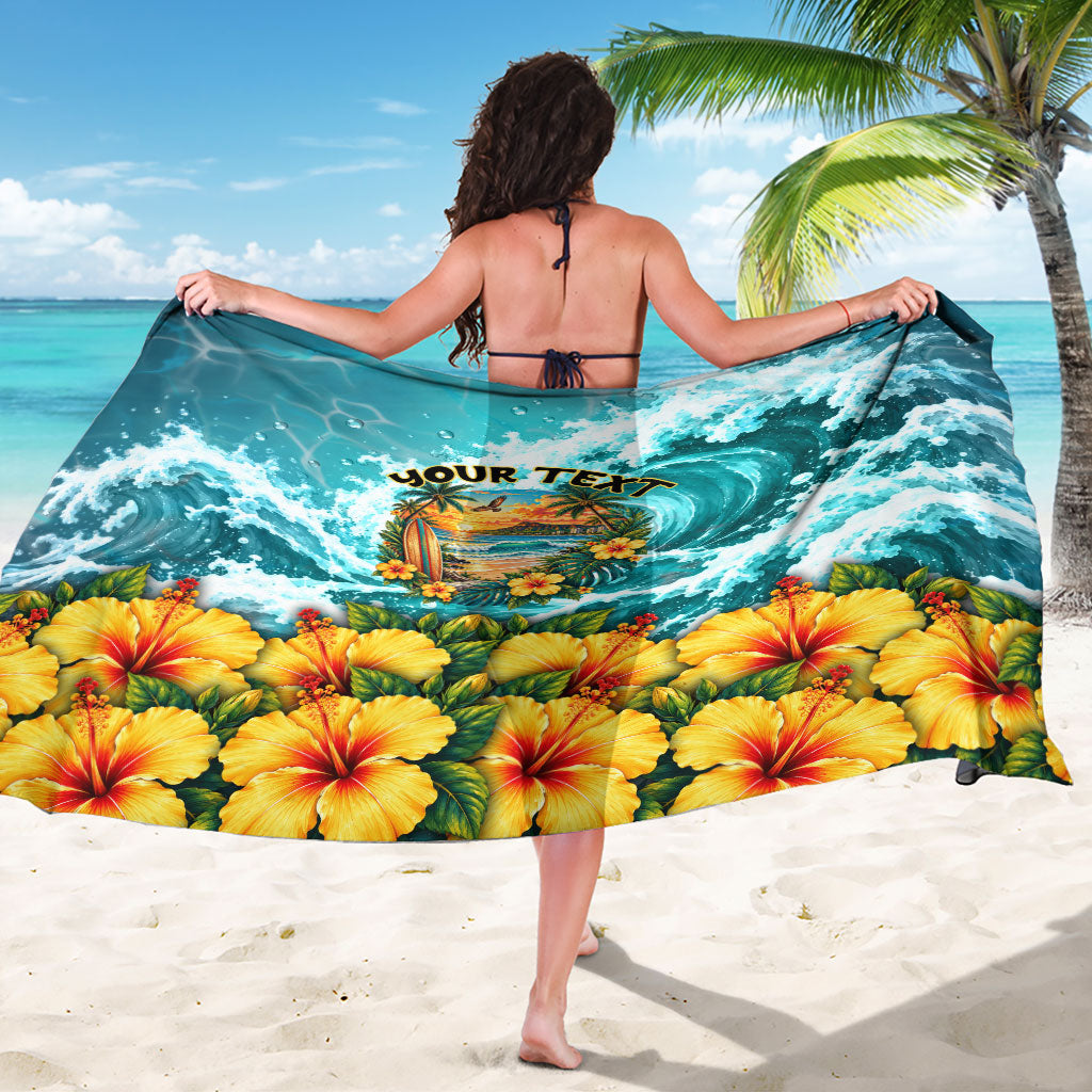 Personalized Hawaii 60th Birthday Eagle Sarong Tropical Sunset Beach Hibiscus Ocean Wave TS04 - Polynesian Pride
