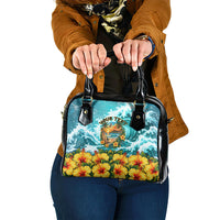 Personalized Hawaii 60th Birthday Eagle Shoulder Handbag Tropical Sunset Beach Hibiscus Ocean Wave TS04 One Size Blue Yellow - Polynesian Pride
