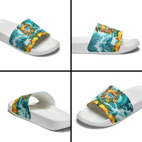 Personalized Hawaii 60th Birthday Eagle Slide Sandals Tropical Sunset Beach Hibiscus Ocean Wave TS04 - Polynesian Pride