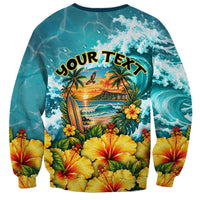 Personalized Hawaii 60th Birthday Eagle Sweatshirt Tropical Sunset Beach Hibiscus Ocean Wave TS04 - Polynesian Pride