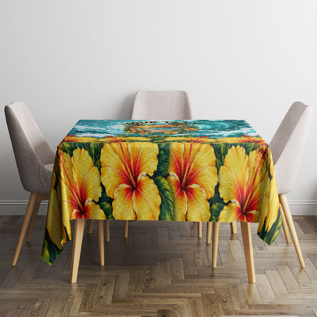 Personalized Hawaii 60th Birthday Eagle Tablecloth Tropical Sunset Beach Hibiscus Ocean Wave TS04 - Polynesian Pride