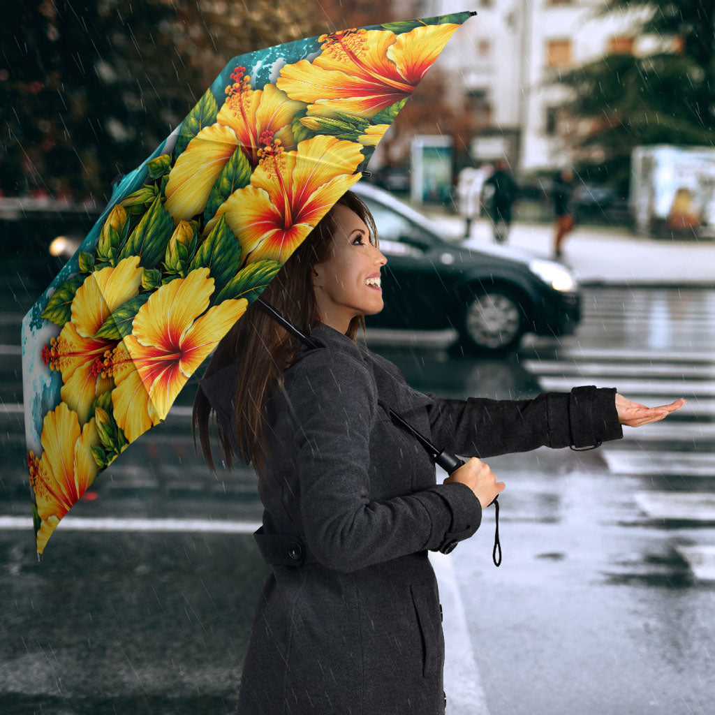 Personalized Hawaii 60th Birthday Eagle Umbrella Tropical Sunset Beach Hibiscus Ocean Wave TS04 - Polynesian Pride