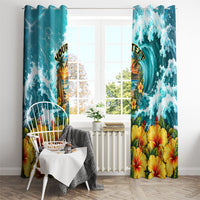 Personalized Hawaii 60th Birthday Eagle Window Curtain Tropical Sunset Beach Hibiscus Ocean Wave TS04 - Polynesian Pride