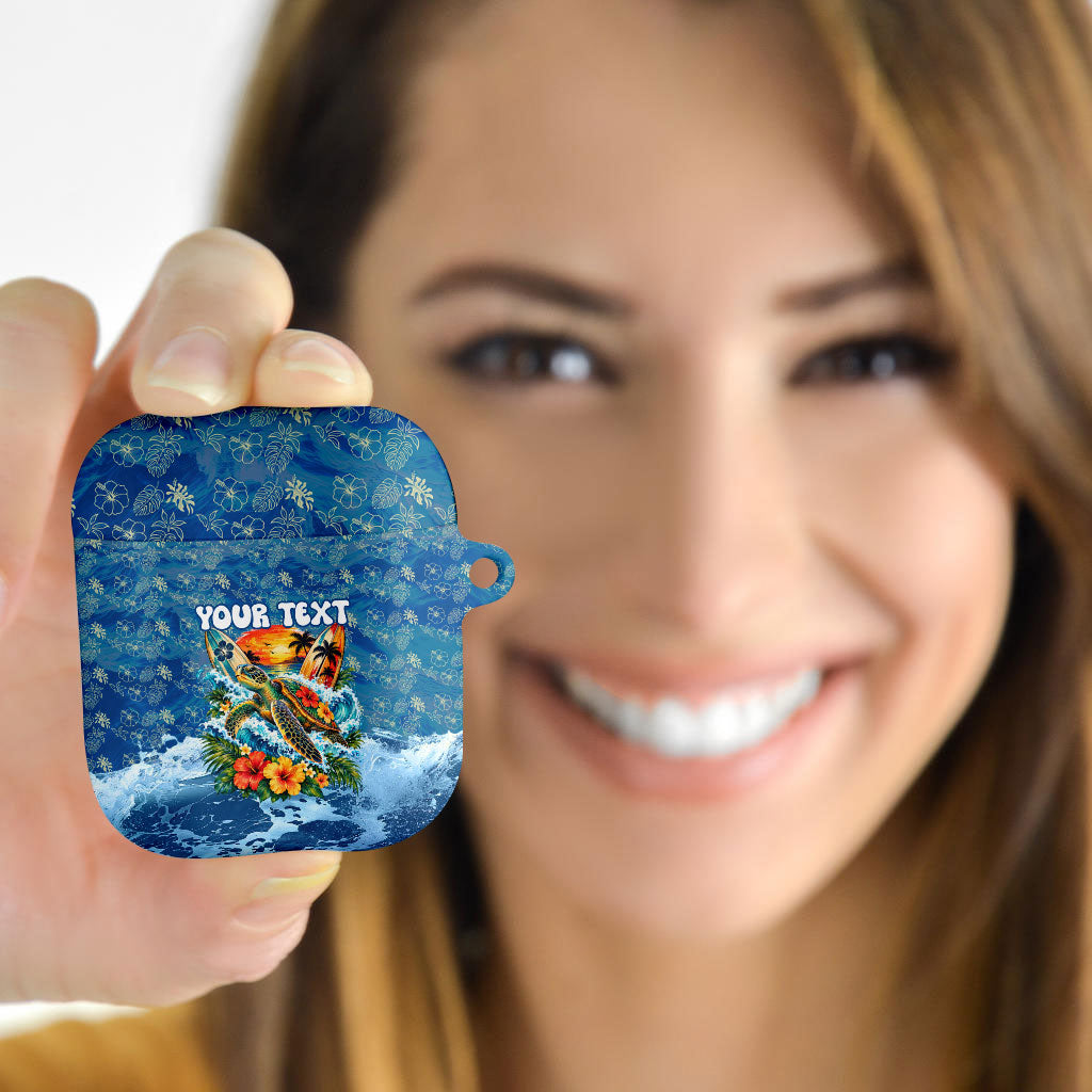 Personalized Hawaii 60th Birthday Sea Turtle AirPods Case Tropical Ocean Wave Floral Surfboard TS04 - Polynesian Pride