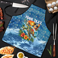 Personalized Hawaii 60th Birthday Sea Turtle Apron Tropical Ocean Wave Floral Surfboard TS04 Blue Yellow - Polynesian Pride