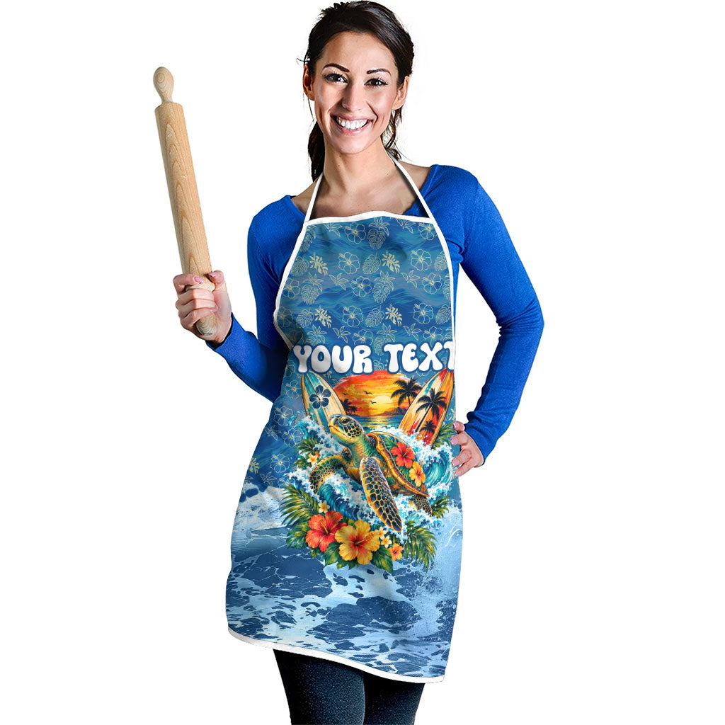 Personalized Hawaii 60th Birthday Sea Turtle Apron Tropical Ocean Wave Floral Surfboard TS04 - Polynesian Pride
