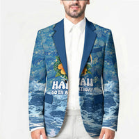 Personalized Hawaii 60th Birthday Sea Turtle Blazer Tropical Ocean Wave Floral Surfboard TS04 - Polynesian Pride