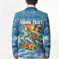 Personalized Hawaii 60th Birthday Sea Turtle Blazer Tropical Ocean Wave Floral Surfboard TS04 - Polynesian Pride