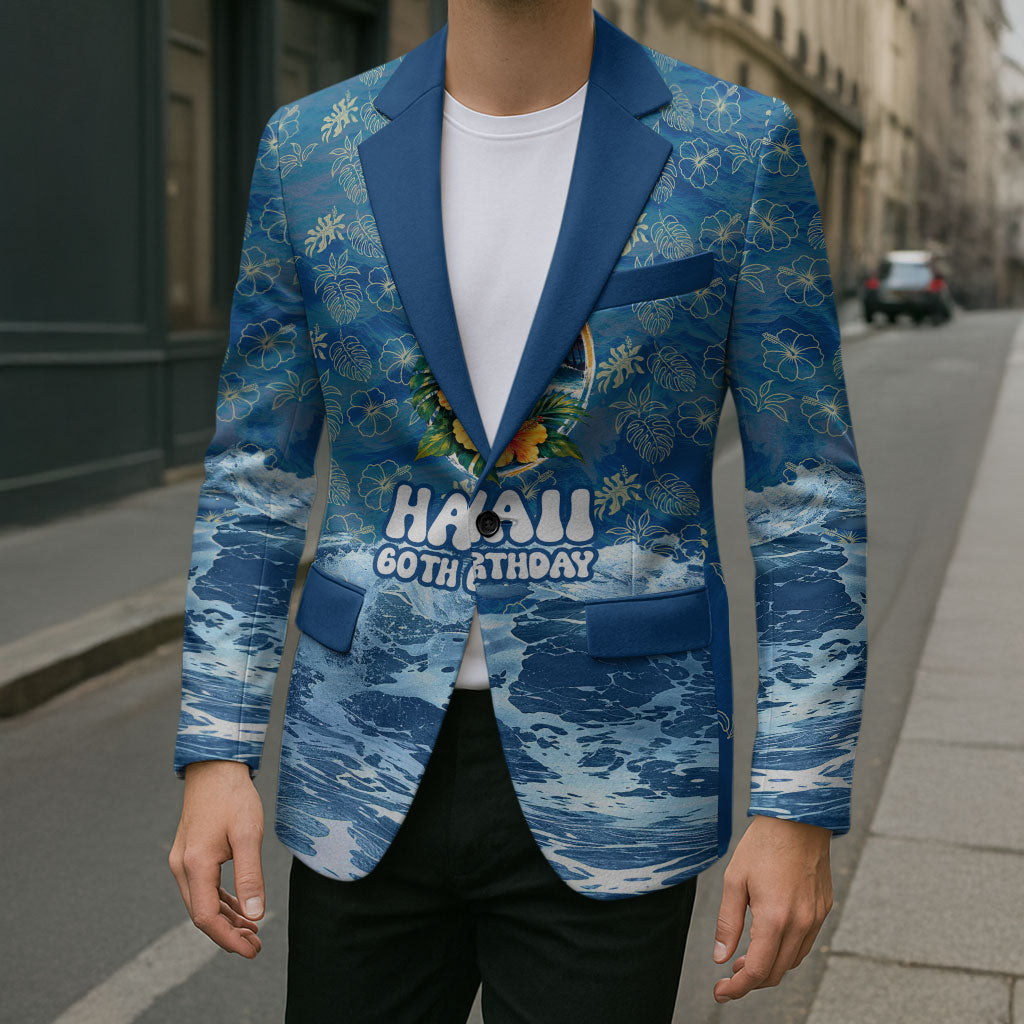 Personalized Hawaii 60th Birthday Sea Turtle Blazer Tropical Ocean Wave Floral Surfboard TS04 - Polynesian Pride