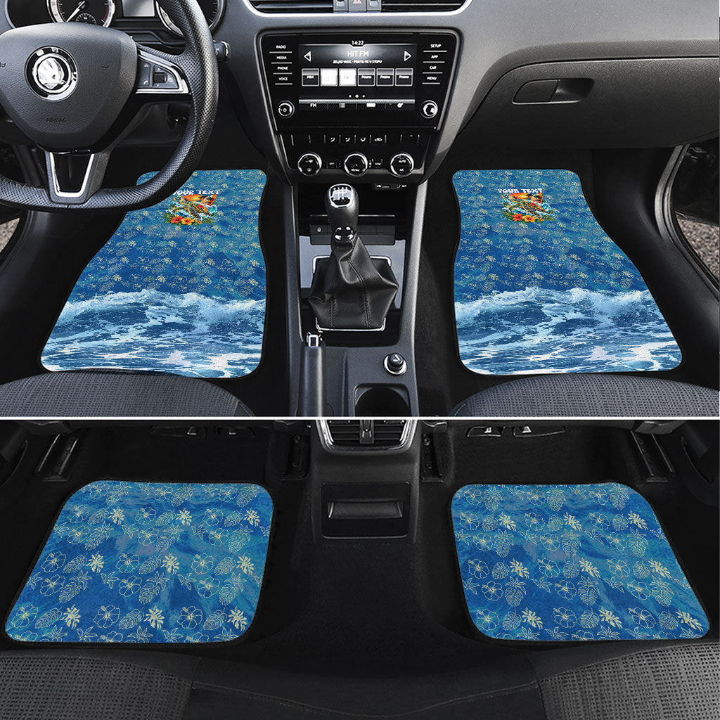 Personalized Hawaii 60th Birthday Sea Turtle Car Mats Tropical Ocean Wave Floral Surfboard