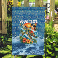 Personalized Hawaii 60th Birthday Sea Turtle Garden Flag Tropical Ocean Wave Floral Surfboard TS04 Garden Flag Blue Yellow - Polynesian Pride
