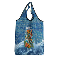 Personalized Hawaii 60th Birthday Sea Turtle Grocery Bag Tropical Ocean Wave Floral Surfboard TS04 - Polynesian Pride