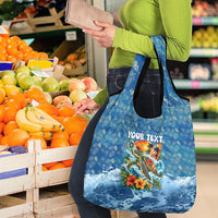 Personalized Hawaii 60th Birthday Sea Turtle Grocery Bag Tropical Ocean Wave Floral Surfboard TS04 - Polynesian Pride