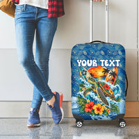 Personalized Hawaii 60th Birthday Sea Turtle Luggage Cover Tropical Ocean Wave Floral Surfboard TS04 - Polynesian Pride