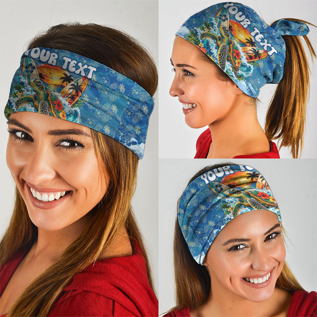 Personalized Hawaii 60th Birthday Sea Turtle Neck Gaiter Tropical Ocean Wave Floral Surfboard TS04 - Polynesian Pride