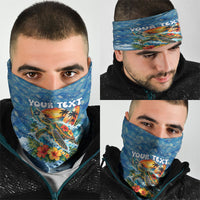 Personalized Hawaii 60th Birthday Sea Turtle Neck Gaiter Tropical Ocean Wave Floral Surfboard TS04 - Polynesian Pride