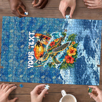 Personalized Hawaii 60th Birthday Sea Turtle Puzzle Tropical Ocean Wave Floral Surfboard TS04 - Polynesian Pride