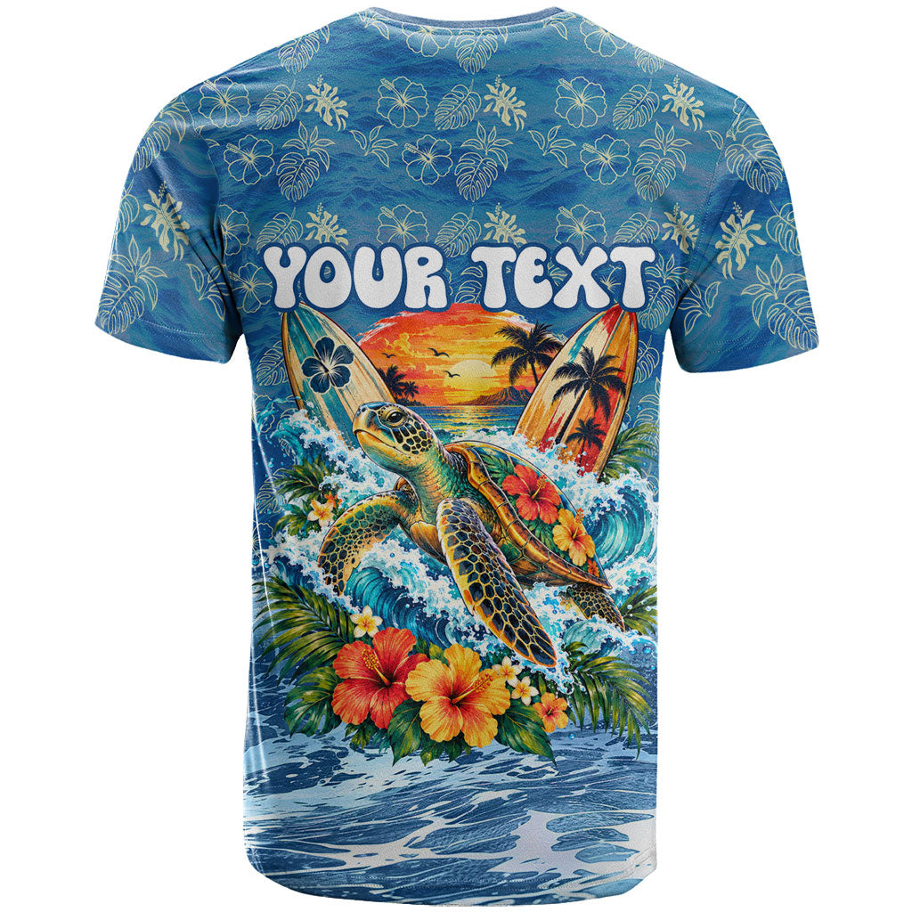 Personalized Hawaii 60th Birthday Sea Turtle T Shirt Tropical Ocean Wave Floral Surfboard TS04 - Polynesian Pride