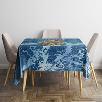 Personalized Hawaii 60th Birthday Sea Turtle Tablecloth Tropical Ocean Wave Floral Surfboard TS04 - Polynesian Pride