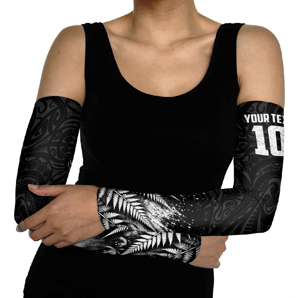 Personalized New Zealand Kiwi Bird Arm Sleeves Grunge Maori Tribal Pattern Silver Fern