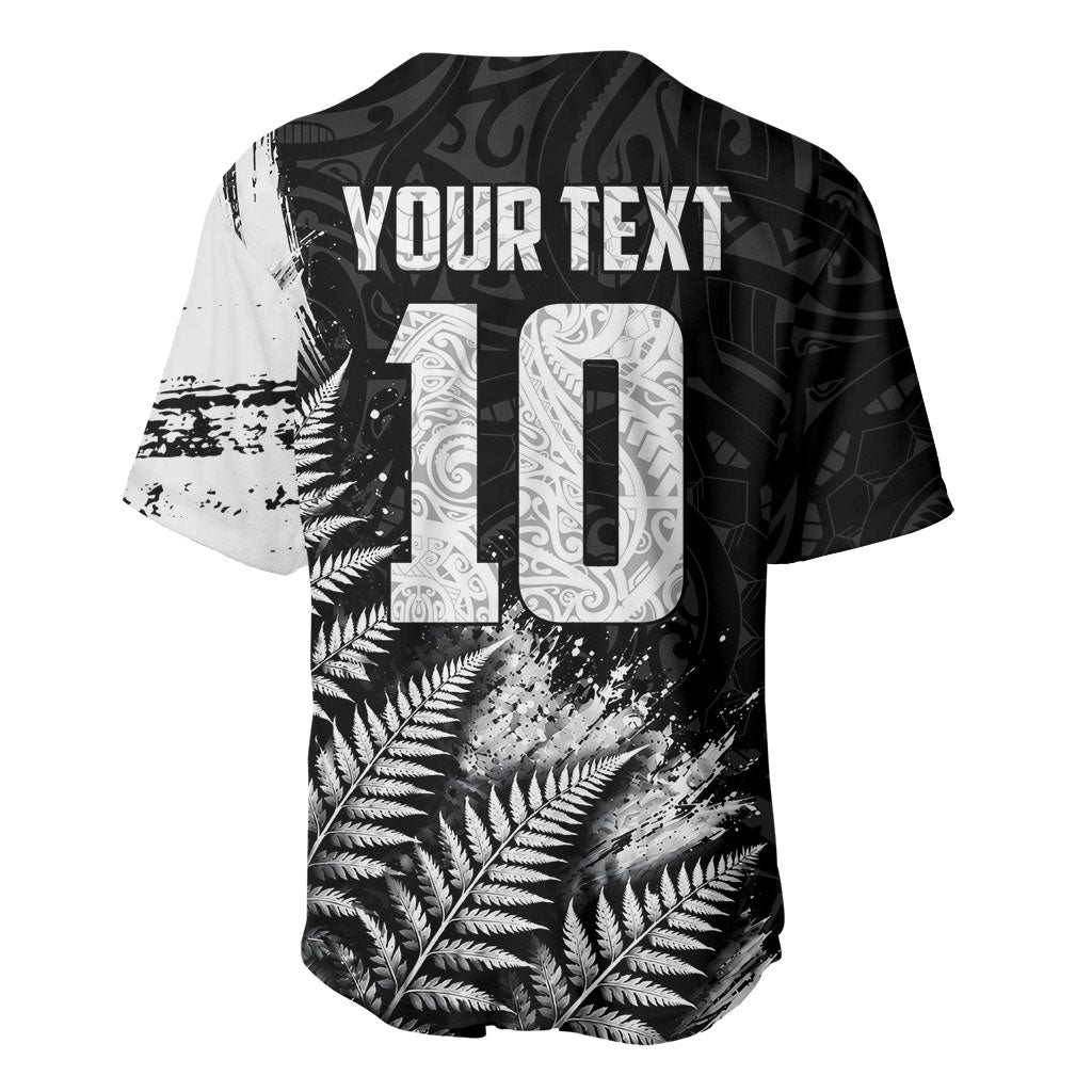 Personalized New Zealand Kiwi Bird Baseball Jersey Grunge Maori Tribal Pattern Silver Fern