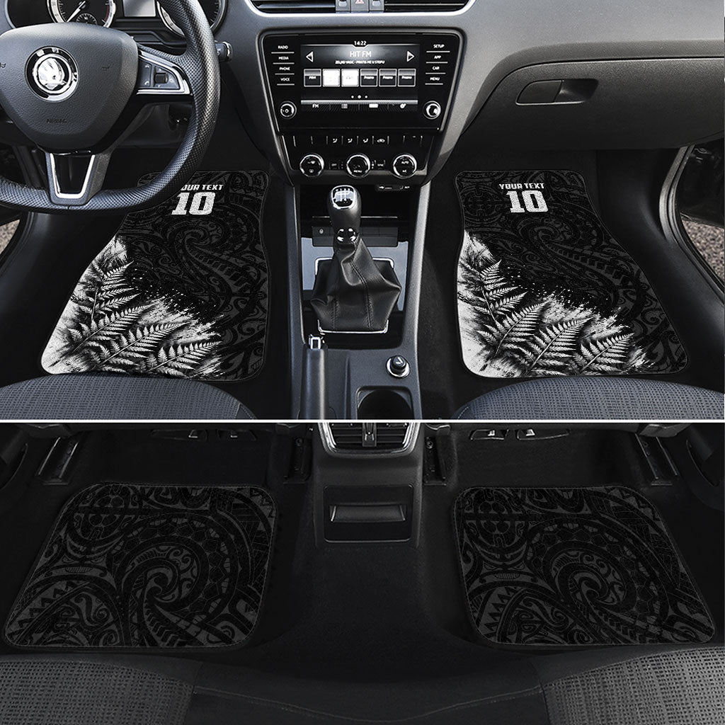 Personalized New Zealand Kiwi Bird Car Mats Grunge Maori Tribal Pattern Silver Fern