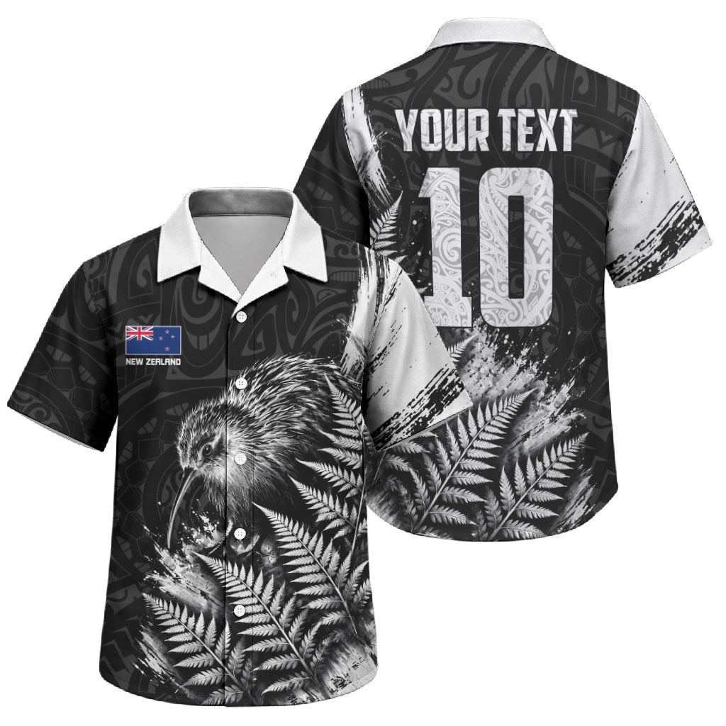 Personalized New Zealand Kiwi Bird Family Matching Mermaid Dress and Hawaiian Shirt Grunge Maori Tribal Pattern Silver Fern