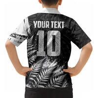 Personalized New Zealand Kiwi Bird Kid Hawaiian Shirt Grunge Maori Tribal Pattern Silver Fern