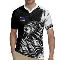 Personalized New Zealand Kiwi Bird Rugby Jersey Grunge Maori Tribal Pattern Silver Fern