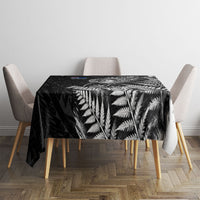 Personalized New Zealand Kiwi Bird Tablecloth Grunge Maori Tribal Pattern Silver Fern