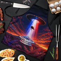 New Zealand Aotearoa Kiwi UFO Apron Sci-Fi Galaxy Sunset Sky Tower And Mountain TS04 Blue Red - Polynesian Pride