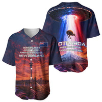 New Zealand Aotearoa Kiwi UFO Baseball Jersey Sci-Fi Galaxy Sunset Sky Tower And Mountain TS04 - Polynesian Pride
