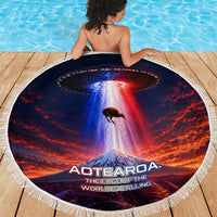 New Zealand Aotearoa Kiwi UFO Beach Blanket Sci-Fi Galaxy Sunset Sky Tower And Mountain TS04 - Polynesian Pride