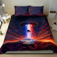 New Zealand Aotearoa Kiwi UFO Bedding Set Sci-Fi Galaxy Sunset Sky Tower And Mountain TS04 - Polynesian Pride