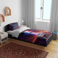 New Zealand Aotearoa Kiwi UFO Bedding Set Sci-Fi Galaxy Sunset Sky Tower And Mountain TS04 - Polynesian Pride