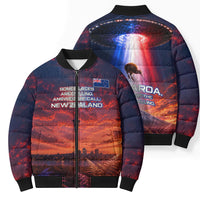 New Zealand Aotearoa Kiwi UFO Bomber Puffer Jacket Sci-Fi Galaxy Sunset Sky Tower And Mountain TS04 - Polynesian Pride