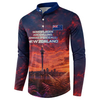 New Zealand Aotearoa Kiwi UFO Button Sweatshirt Sci-Fi Galaxy Sunset Sky Tower And Mountain TS04 - Polynesian Pride