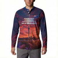 New Zealand Aotearoa Kiwi UFO Button Sweatshirt Sci-Fi Galaxy Sunset Sky Tower And Mountain TS04 - Polynesian Pride
