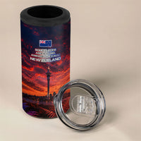 New Zealand Aotearoa Kiwi UFO 4 in 1 Can Cooler Tumbler Sci-Fi Galaxy Sunset Sky Tower And Mountain TS04 - Polynesian Pride