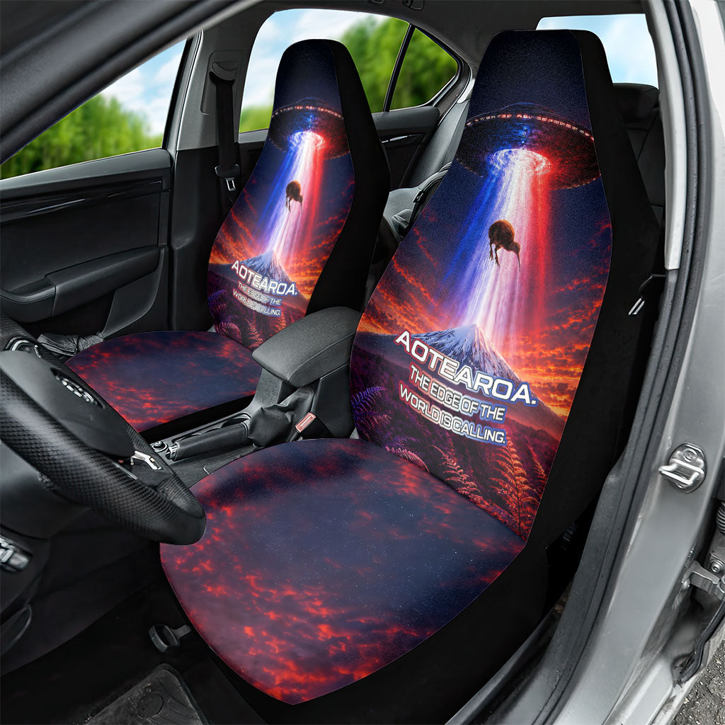 New Zealand Aotearoa Kiwi UFO Car Seat Cover Sci-Fi Galaxy Sunset Sky Tower And Mountain TS04 - Polynesian Pride
