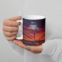 New Zealand Aotearoa Kiwi UFO Ceramic Mug Sci-Fi Galaxy Sunset Sky Tower And Mountain TS04 - Polynesian Pride