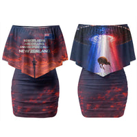 New Zealand Aotearoa Kiwi UFO Couples Matching Off Shoulder Short Dress and Long Sleeve Button Shirt Sci-Fi Galaxy Sunset Sky Tower And Mountain TS04 - Polynesian Pride