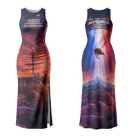 New Zealand Aotearoa Kiwi UFO Couples Matching Tank Maxi Dress and Long Sleeve Button Shirt Sci-Fi Galaxy Sunset Sky Tower And Mountain TS04 - Polynesian Pride