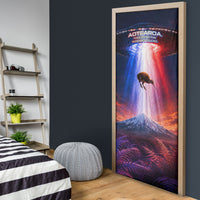 New Zealand Aotearoa Kiwi UFO Door Cover Sci-Fi Galaxy Sunset Sky Tower And Mountain TS04 - Polynesian Pride