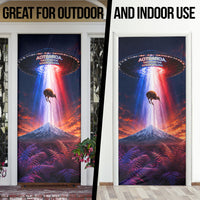 New Zealand Aotearoa Kiwi UFO Door Cover Sci-Fi Galaxy Sunset Sky Tower And Mountain TS04 - Polynesian Pride